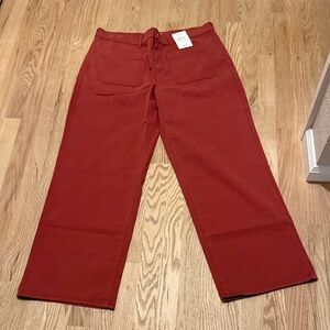 Madewell Emmett Wide-Leg Pants in Brick Red